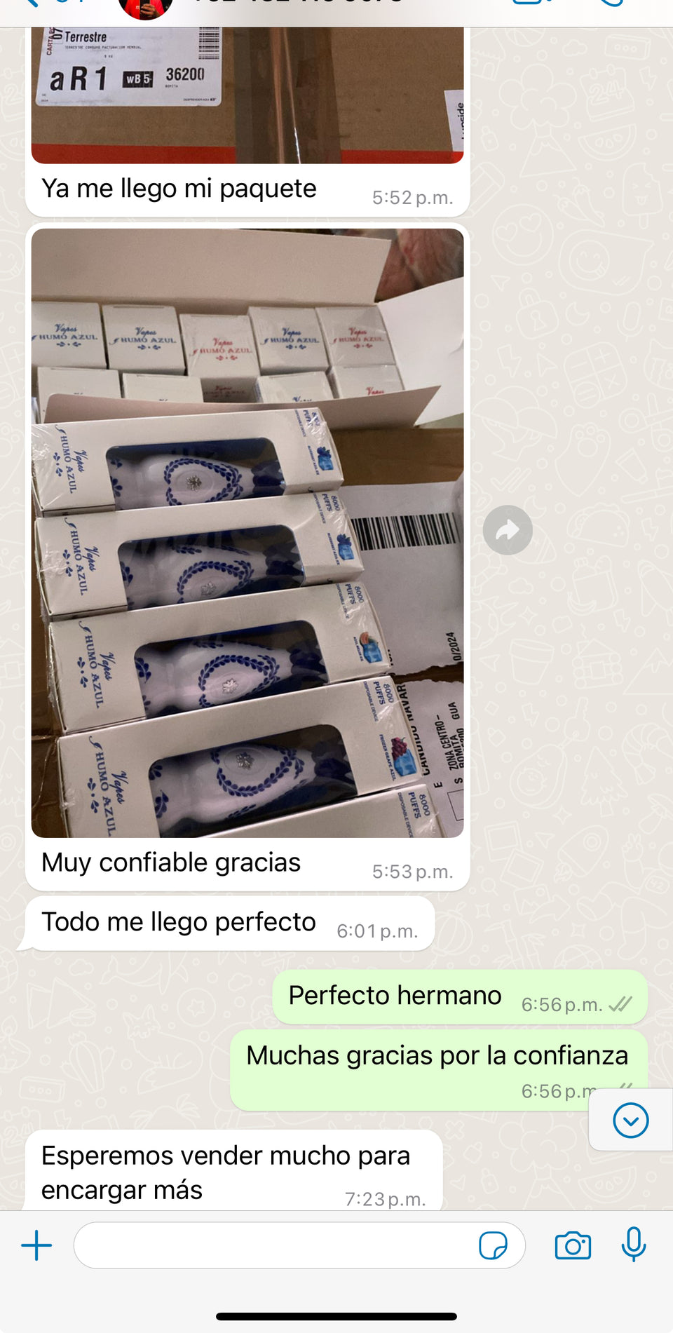 Captura de WhatsApp de cliente