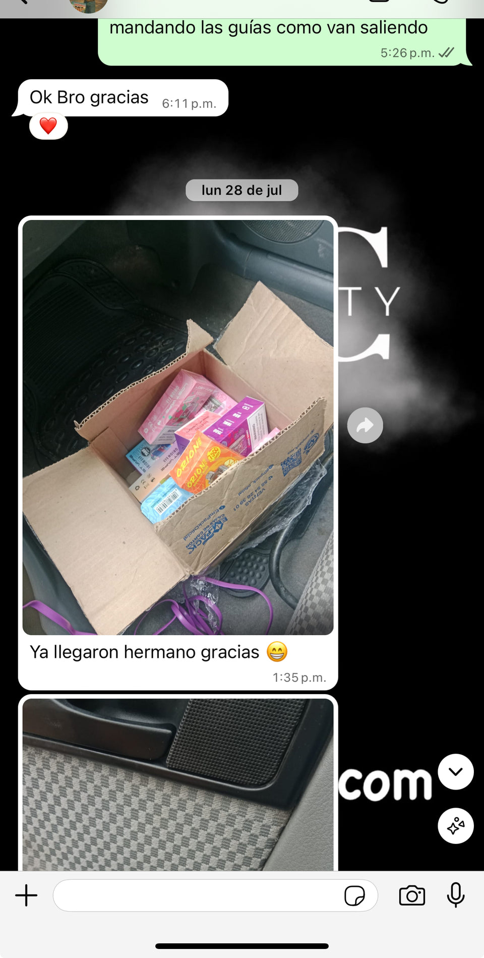 Captura de WhatsApp de cliente