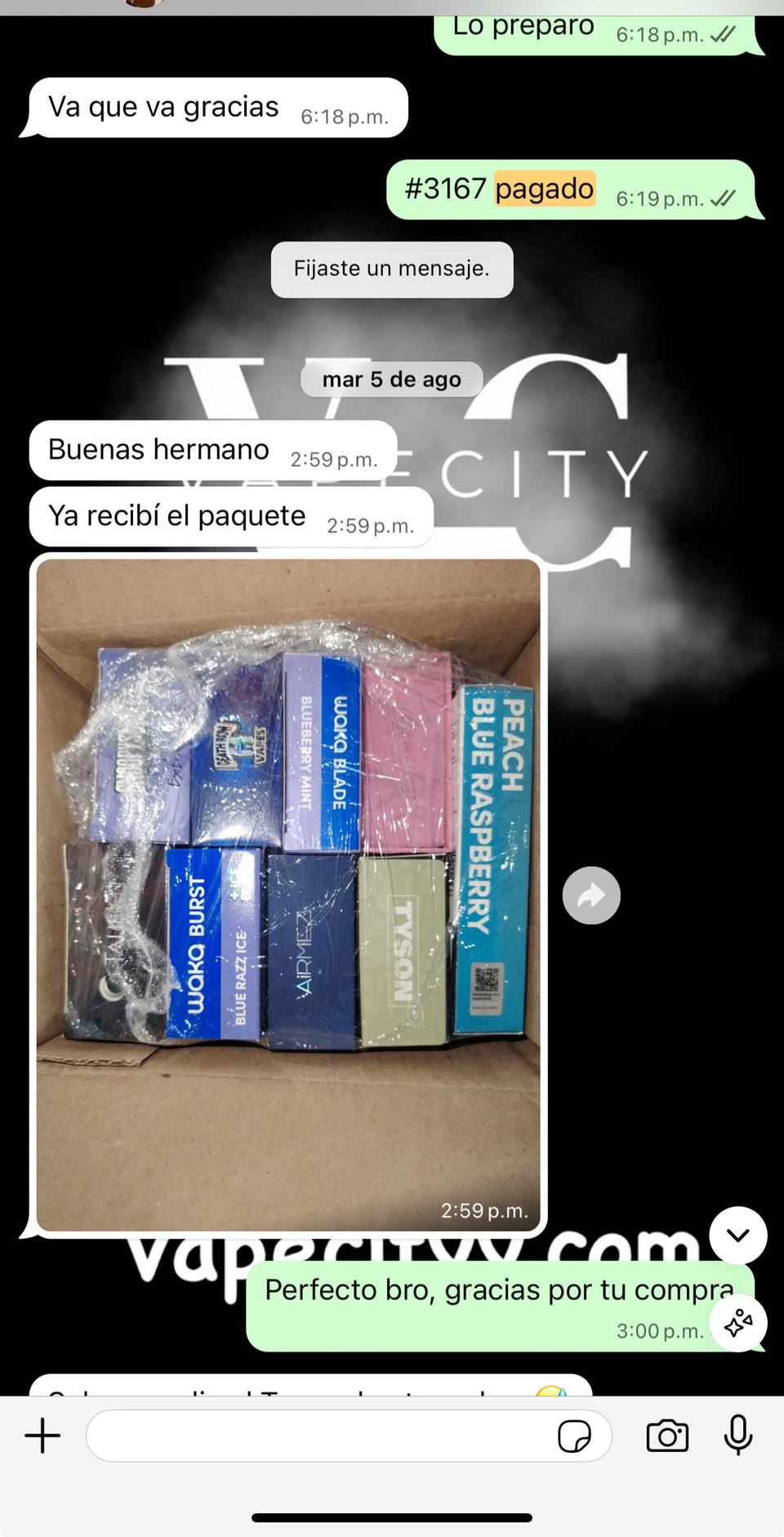 Captura de WhatsApp de cliente