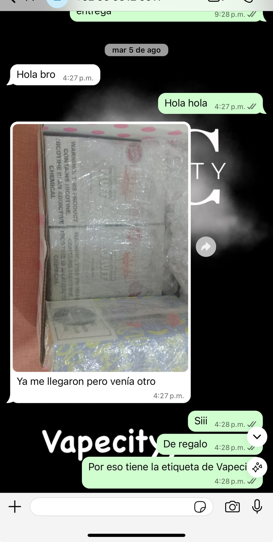 Captura de WhatsApp de cliente