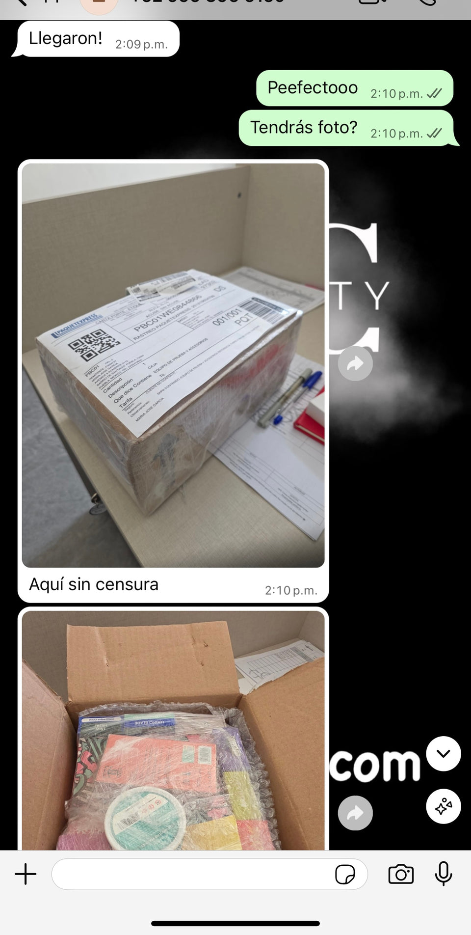 Captura de WhatsApp de cliente