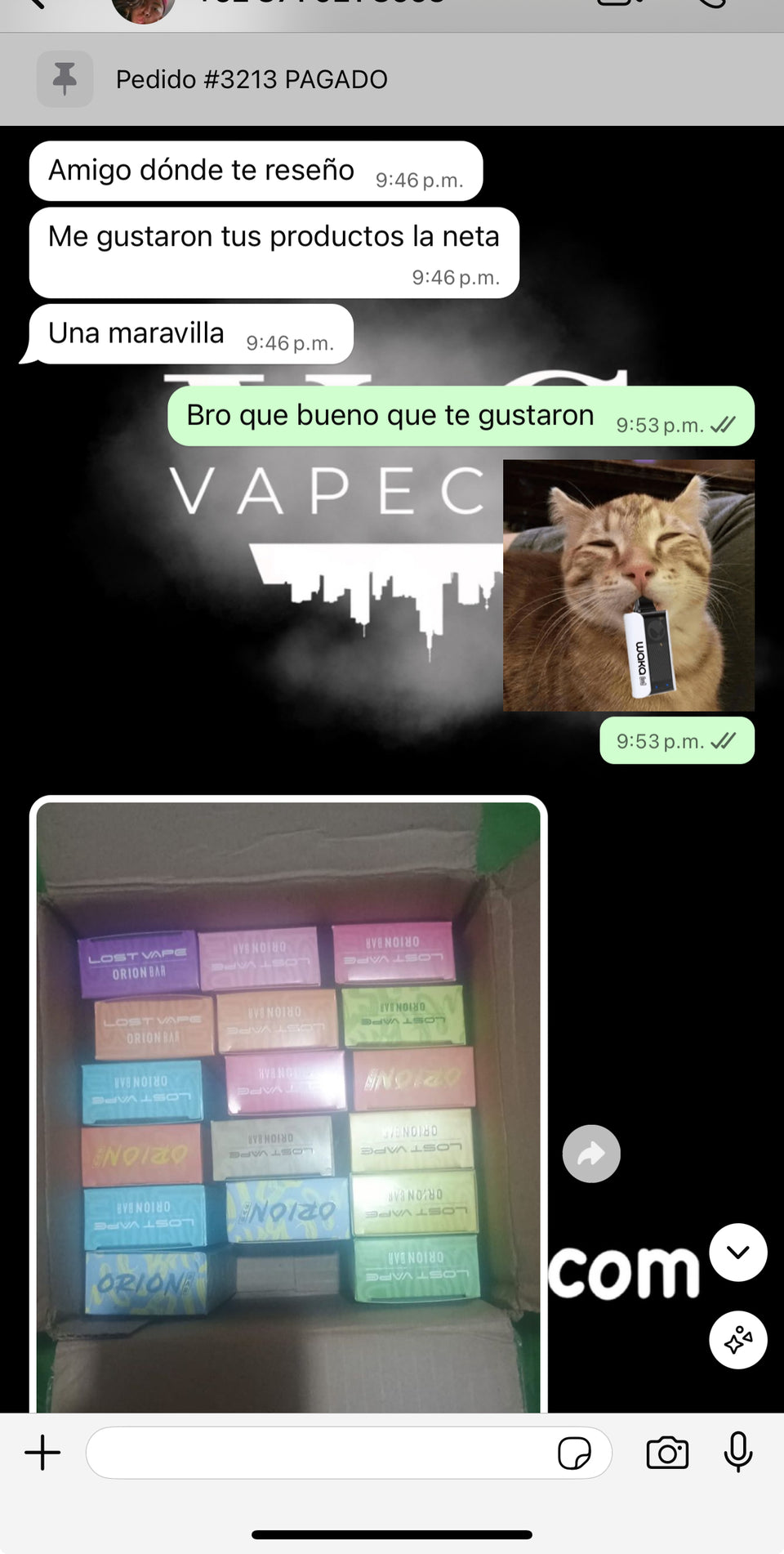 Captura de WhatsApp de cliente