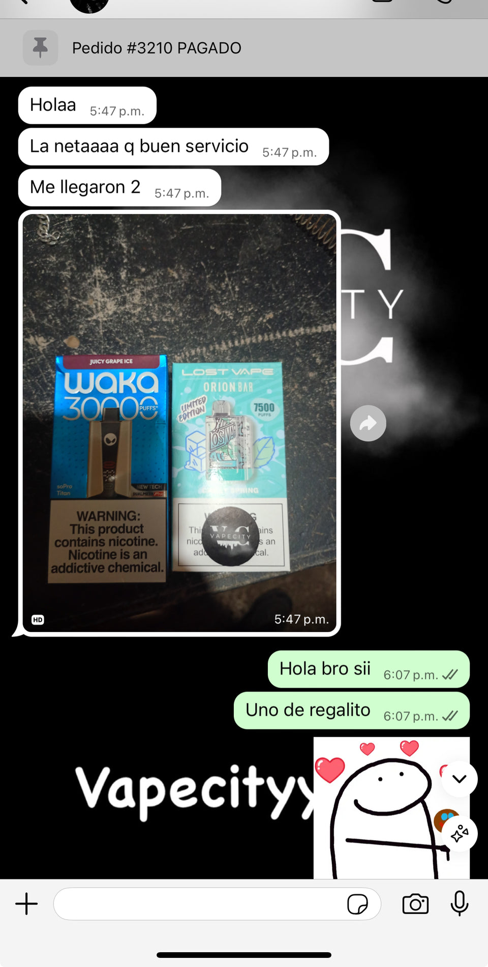 Captura de WhatsApp de cliente