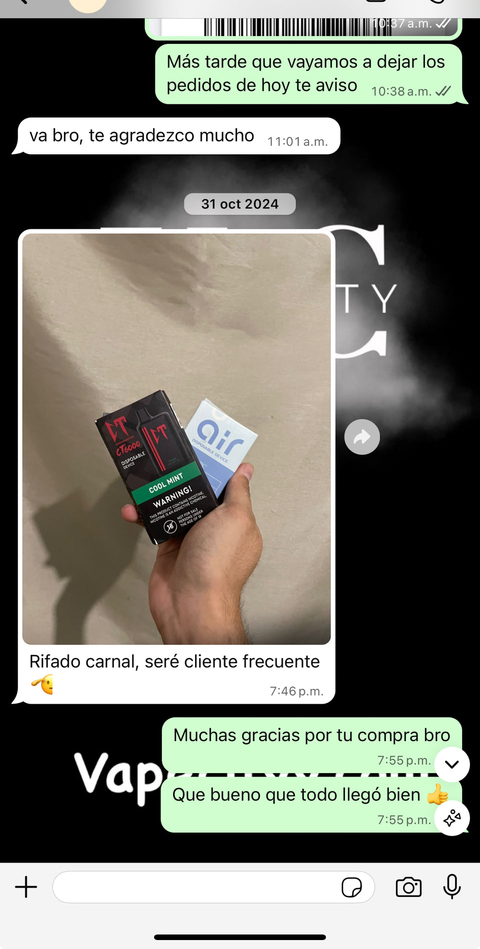 Captura de WhatsApp de cliente