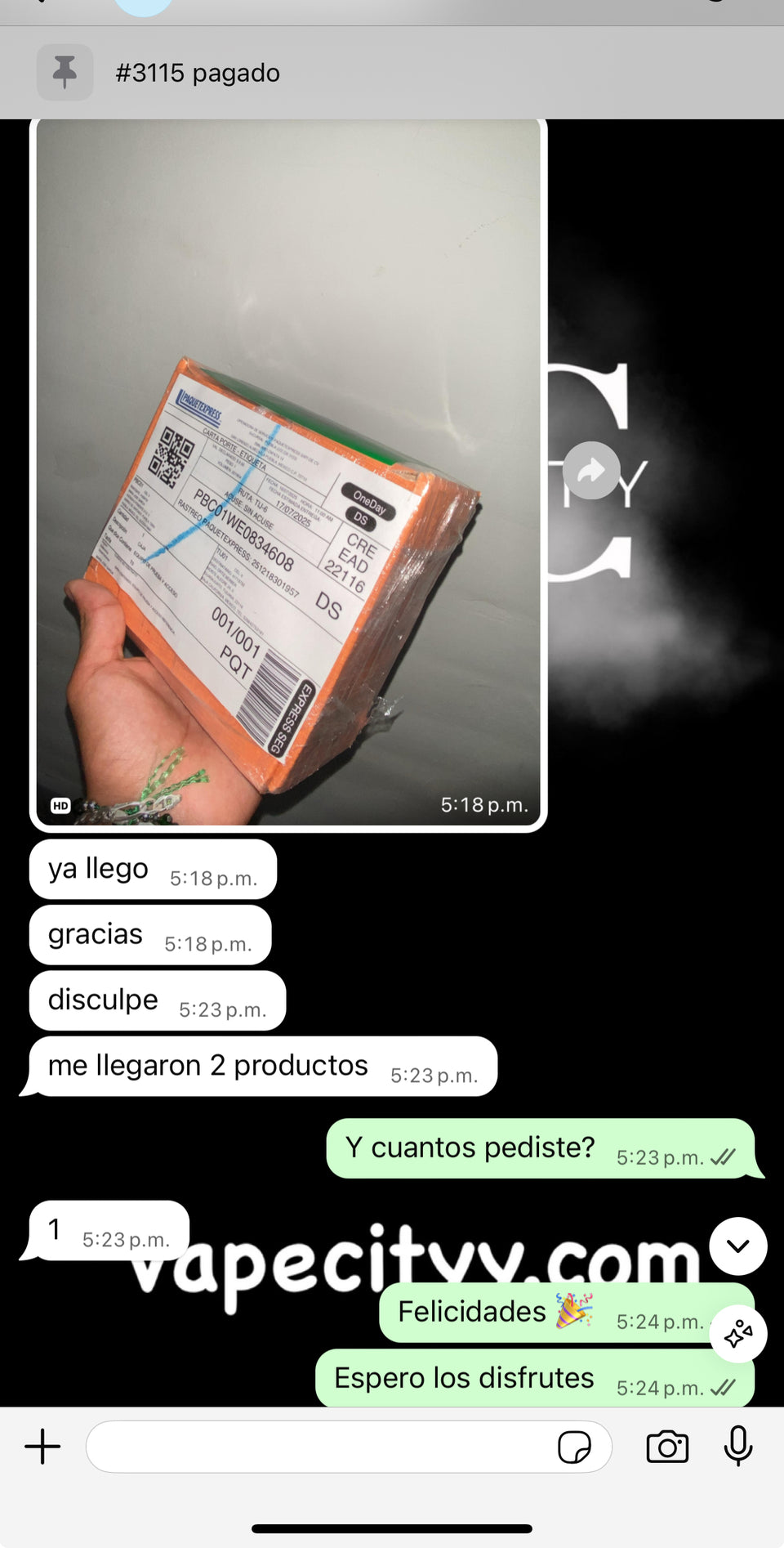 Captura de WhatsApp de cliente