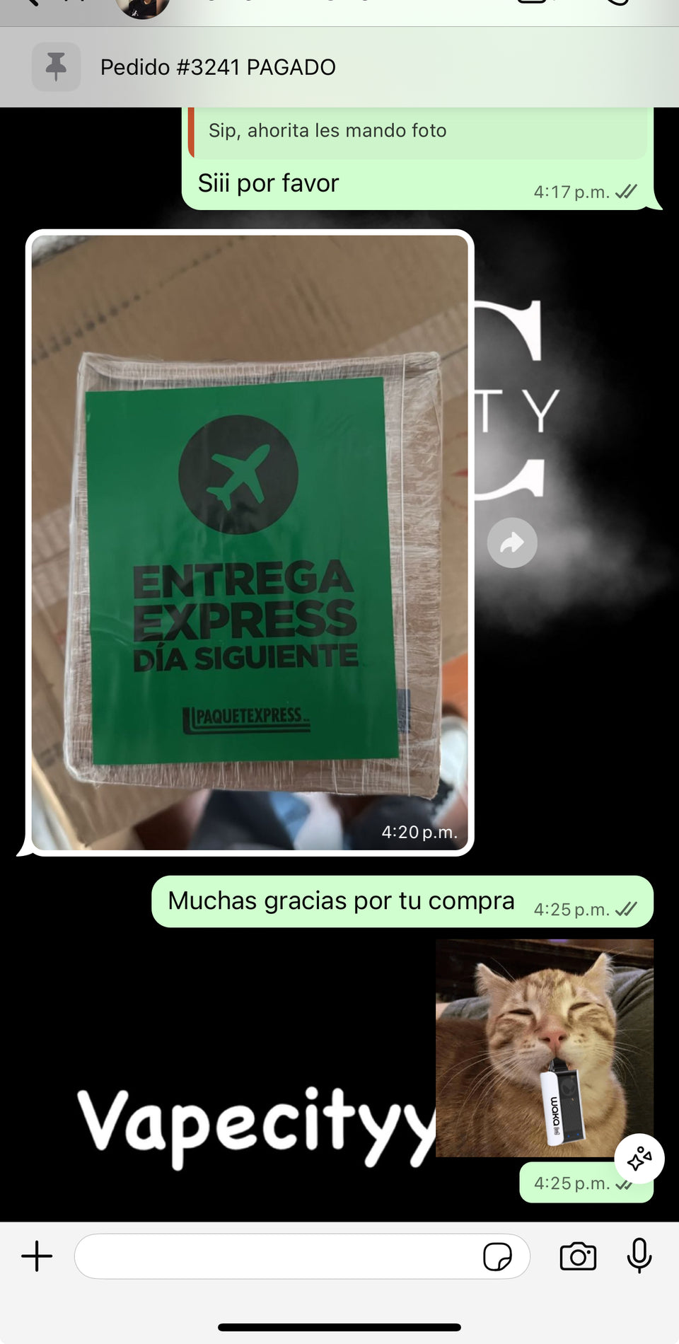 Captura de WhatsApp de cliente