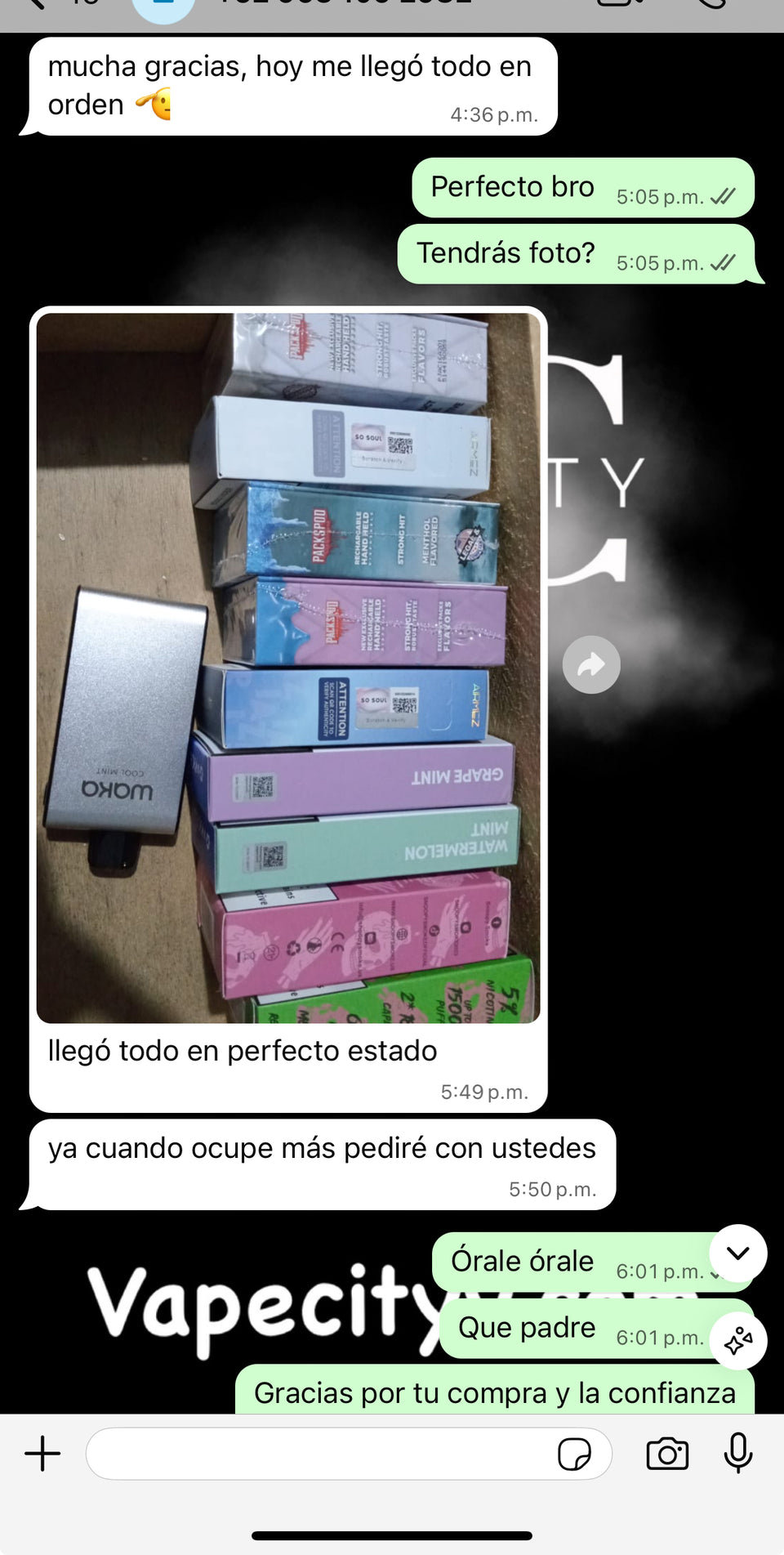 Captura de WhatsApp de cliente