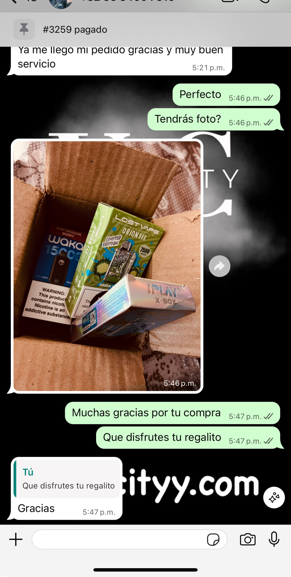 Captura de WhatsApp de cliente