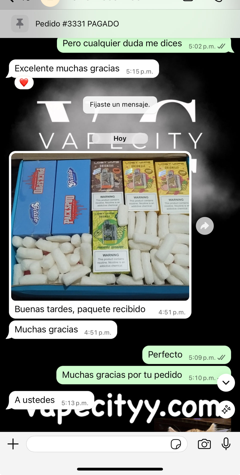 Captura de WhatsApp de cliente