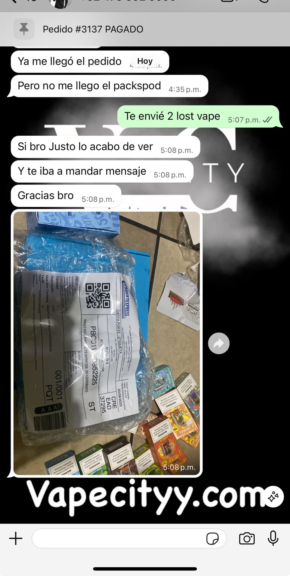 Captura de WhatsApp de cliente