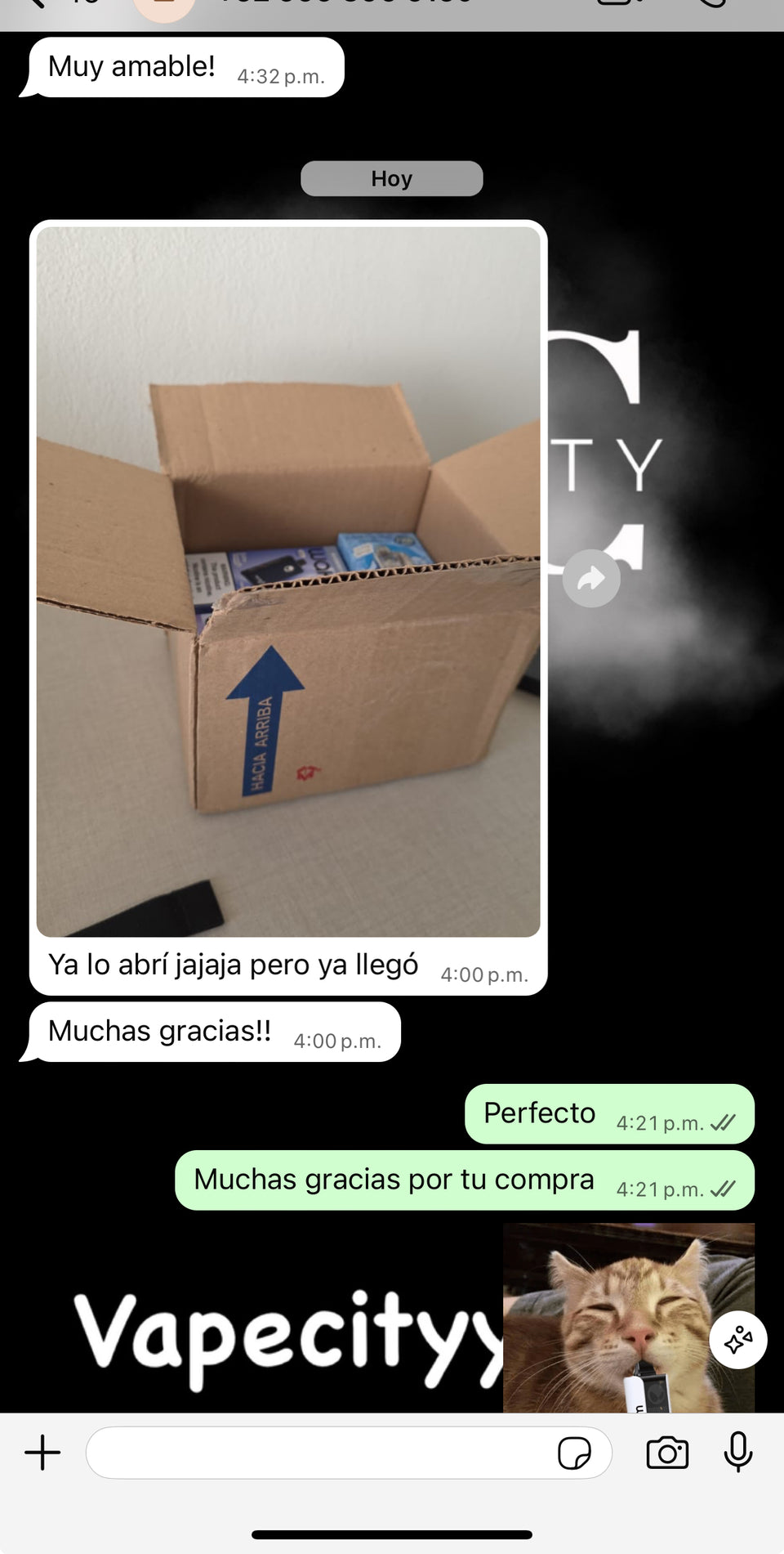 Captura de WhatsApp de cliente
