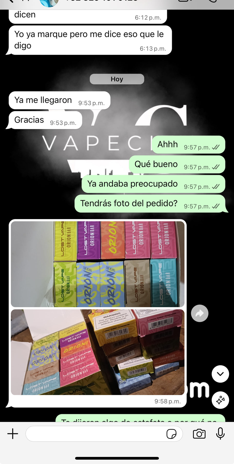 Captura de WhatsApp de cliente